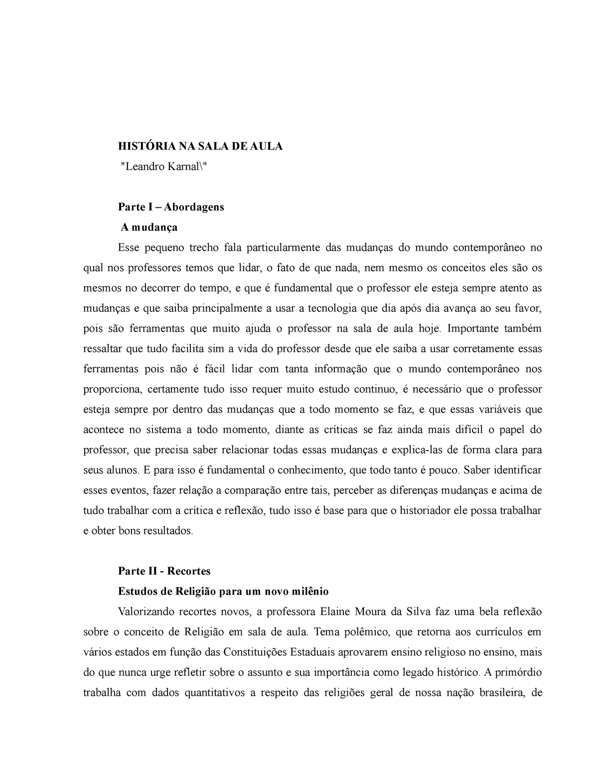 Historia Na Sala de Aula (Introduão) - Leandro Karnal, PDF, Pedagogia