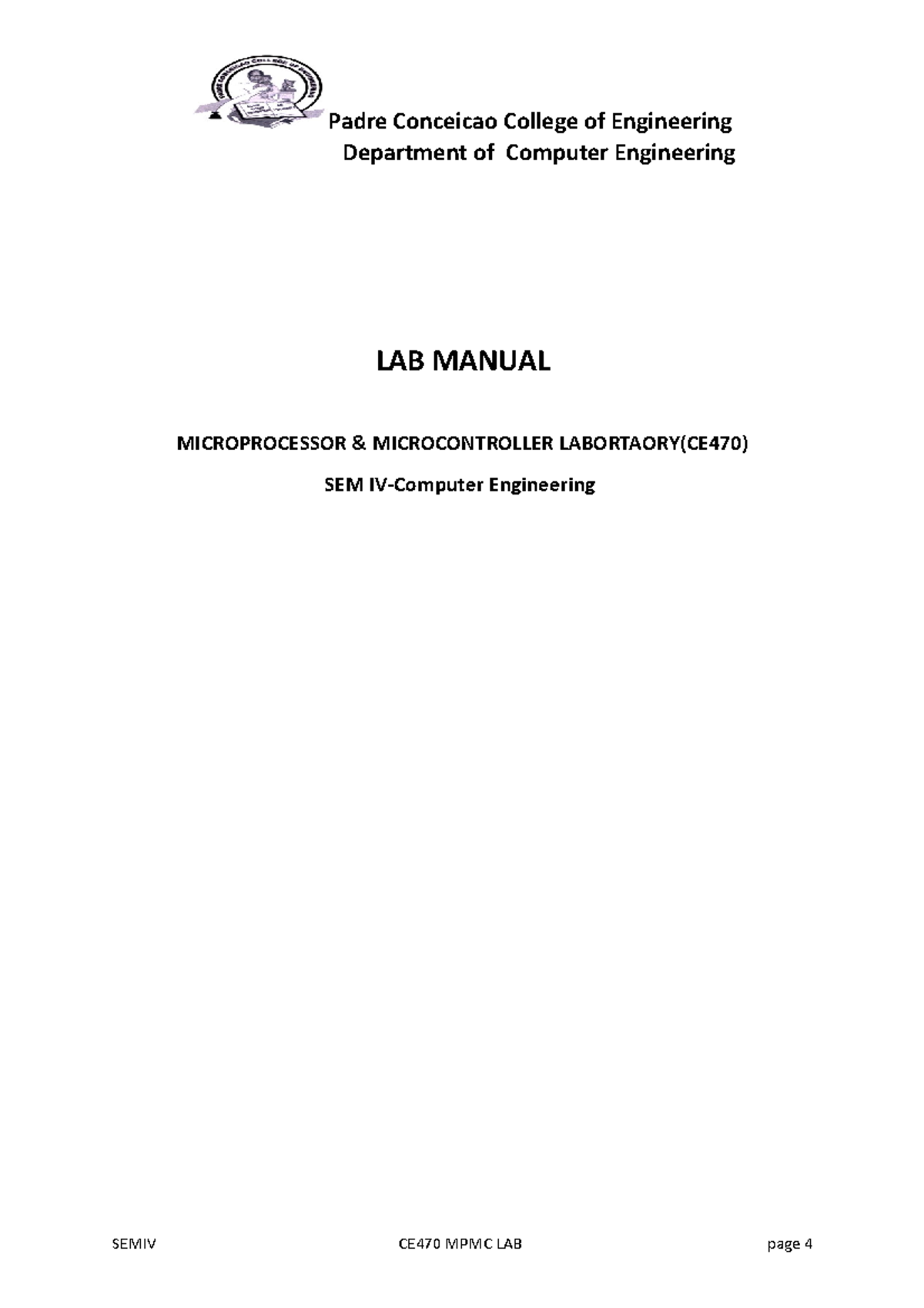 MPMC LAB MANUAL - Department Of Computer Engineering LAB MANUAL ...