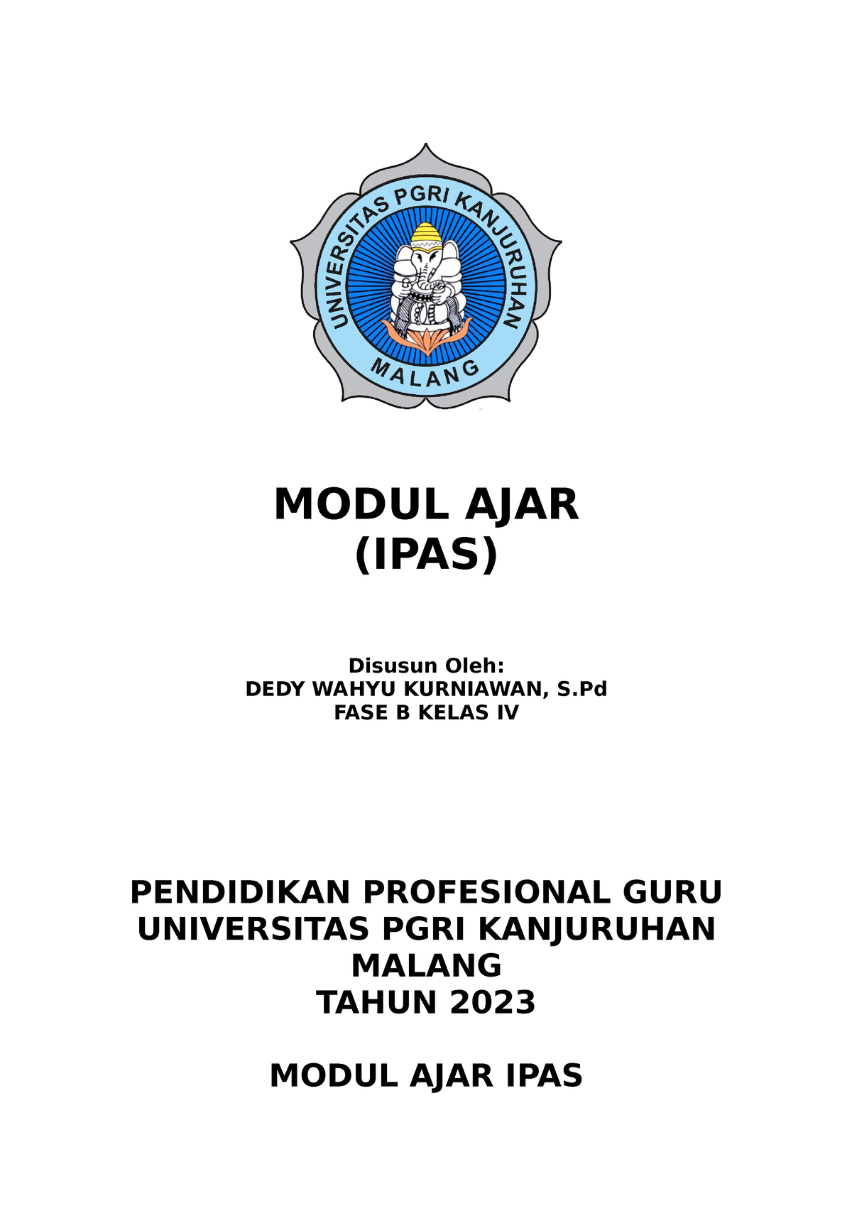 Format Modul Ajar SD - MODUL AJAR (IPAS) Disusun Oleh: DEDY WAHYU ...