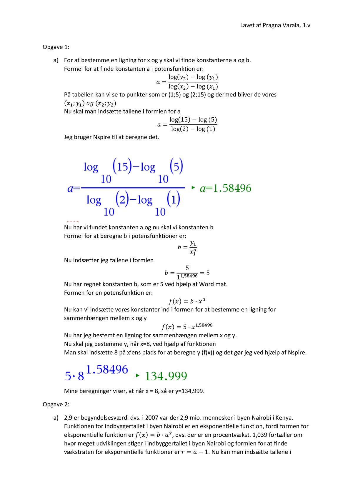 Matematik Opgaver - Denne Opgave Indeholder Løsningsforslag For De ...