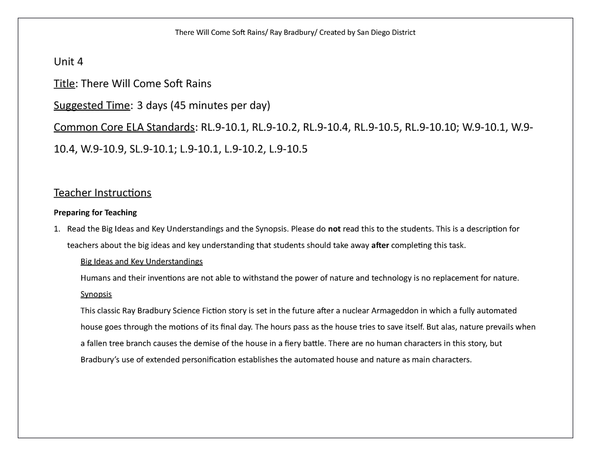 10 There Will Come Soft Rains Lesson Anthology Unit 4 Title   Thumb 1200 927 