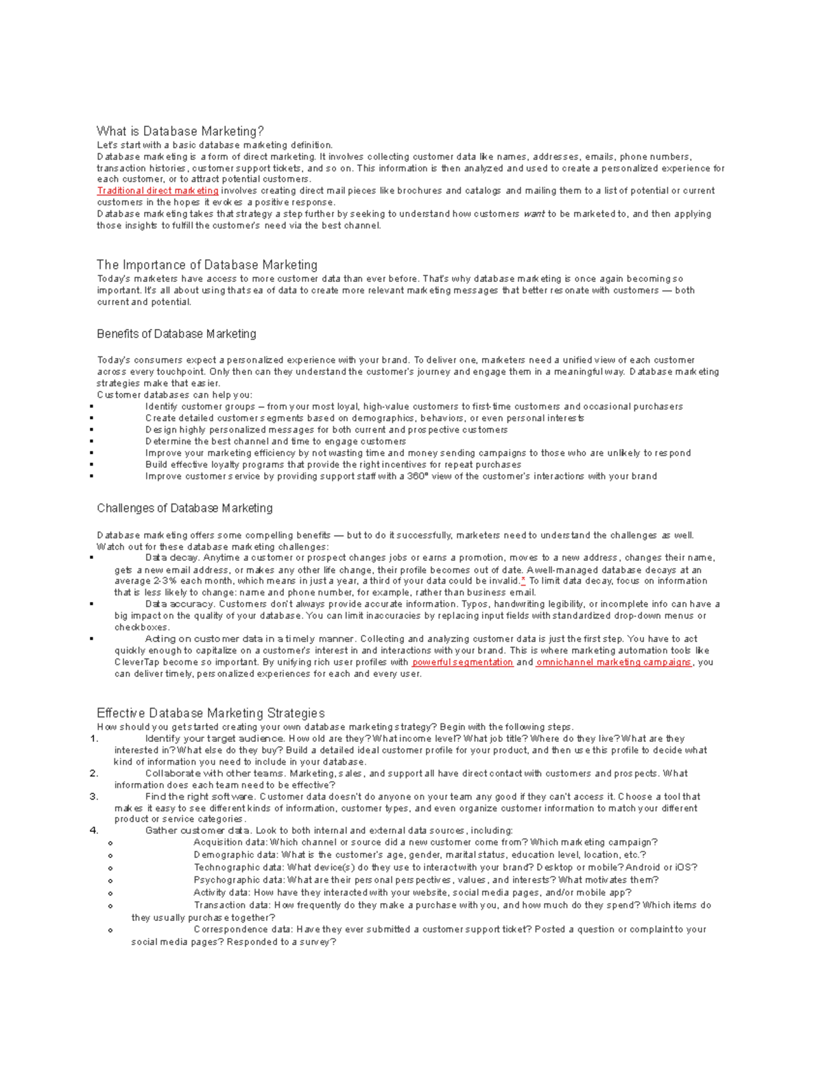 Database Marketing Bba What Is Database Marketing Let s Start With