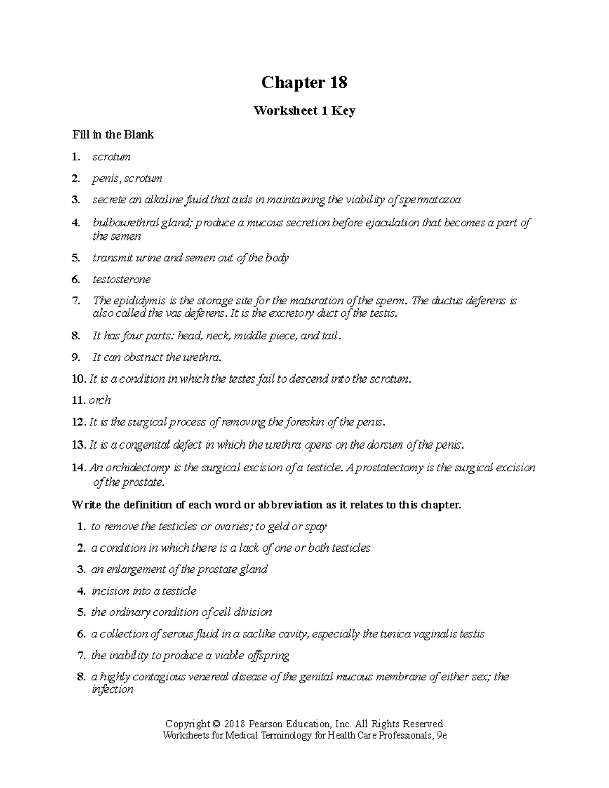 Chapter 18 Worksheet Key - Chapter 18 Worksheet 1 Key Fill in the Blank ...