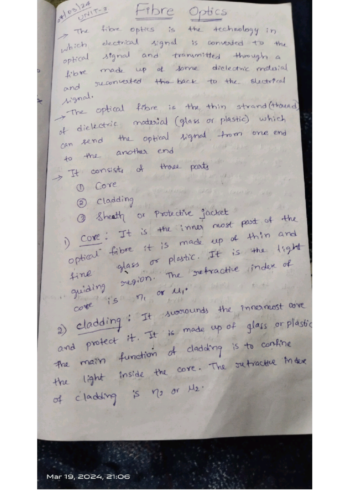 Fibre Optics FIBER OPTIC NOTES Engineering Physics Studocu