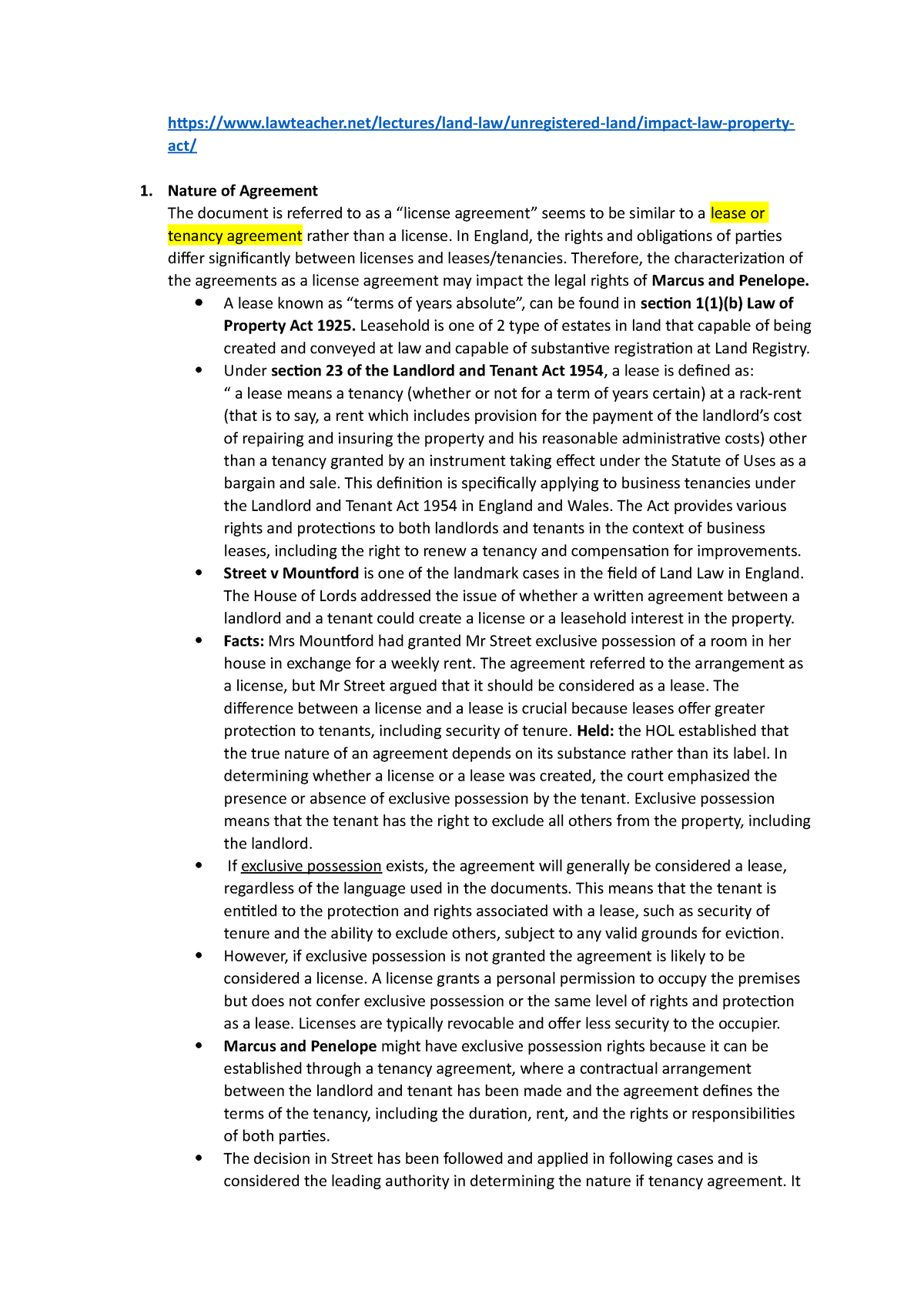 LAND LAW Poster draft - Just a compile notes on law. - - Studocu