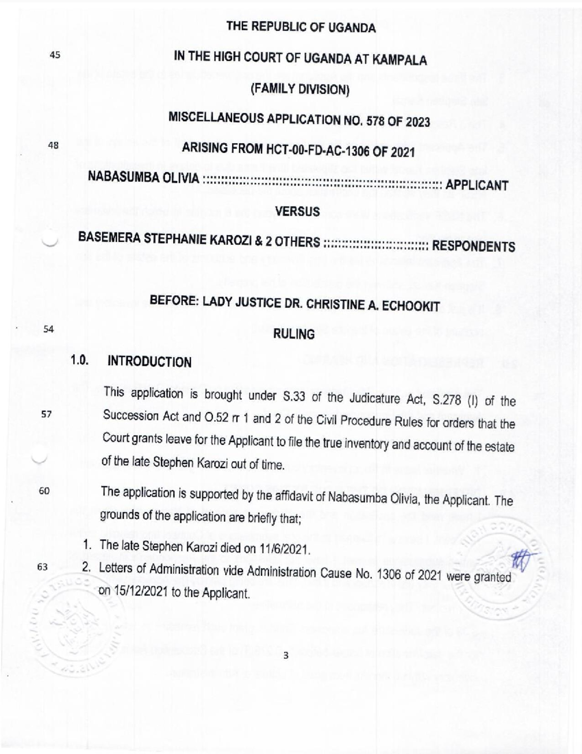 Nabasumba v Basemera and Others (Miscellaneous Application 578 of 2023 ...