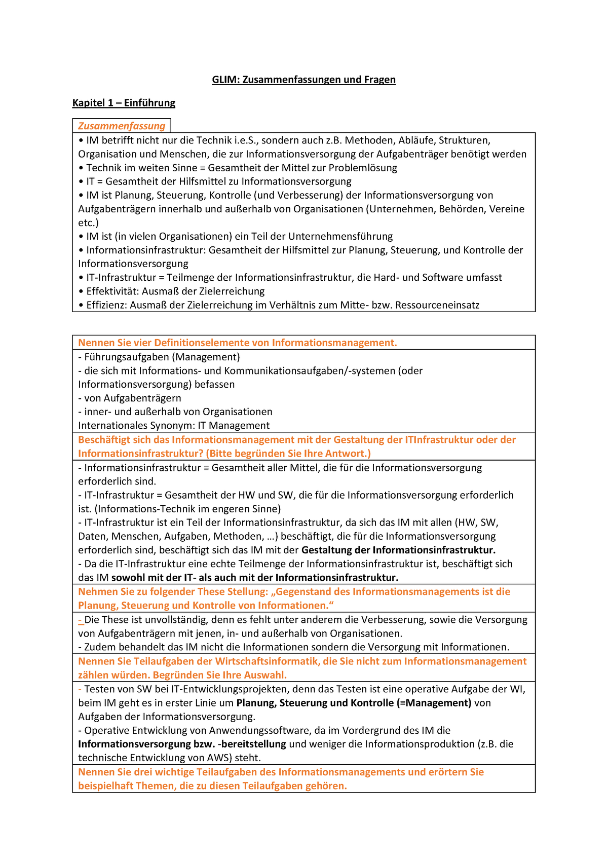 Zusammenfassung Und Kontrollfragen - GLIM: Zusammenfassungen Und Fragen ...