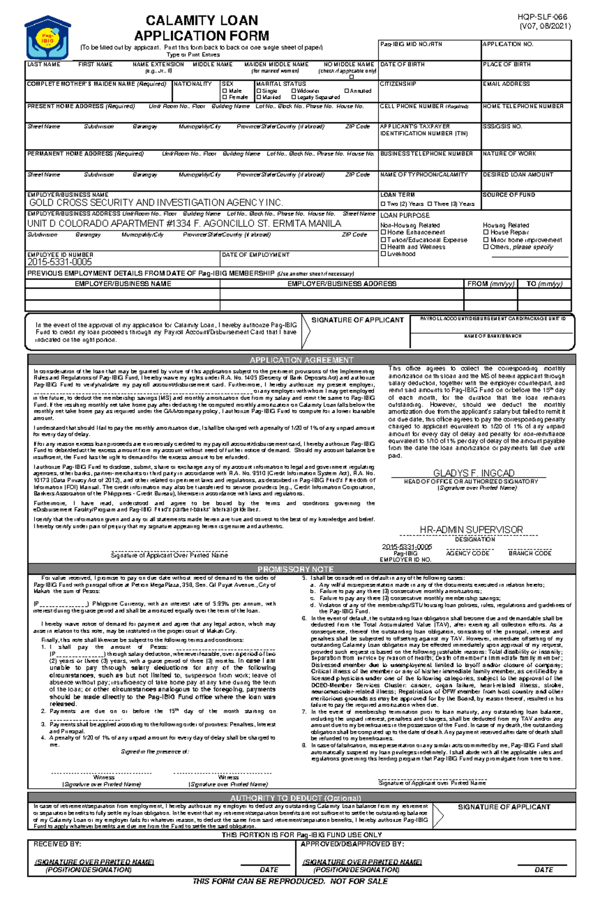 SLF066 Calamity Loan Application Form V07 - CALAMITY LOAN APPLICATION ...