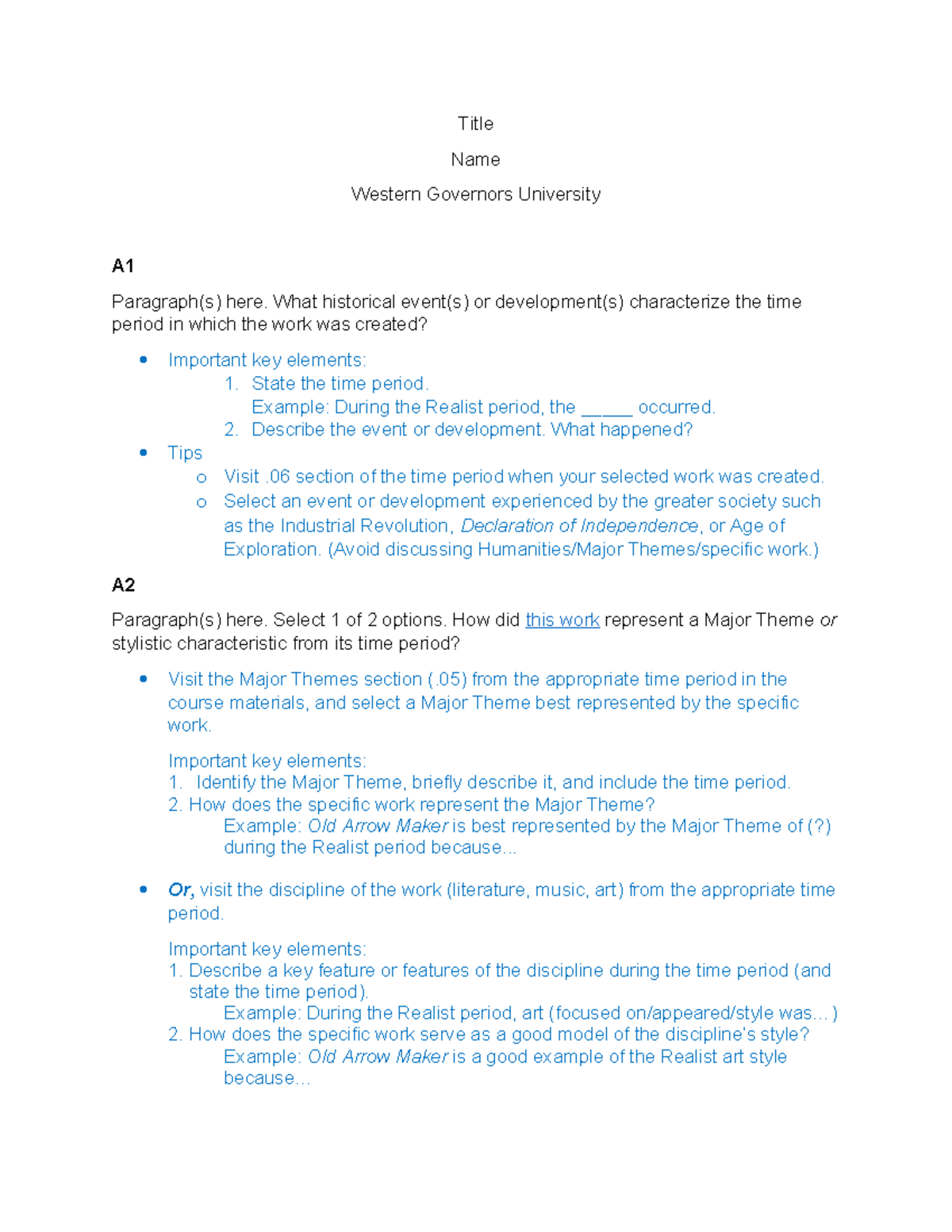 C100 Task Template Tips Title Name Western Governors University A Paragraph S Here What C100 Task Template Tips Title Name Western Governors University A Paragraph S Here What
