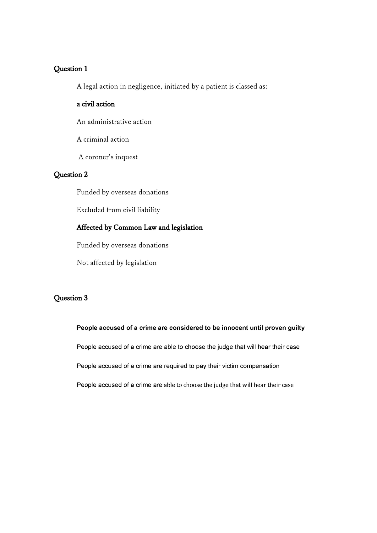 Online exam 2805NRS - Question 1 A legal action in negligence ...