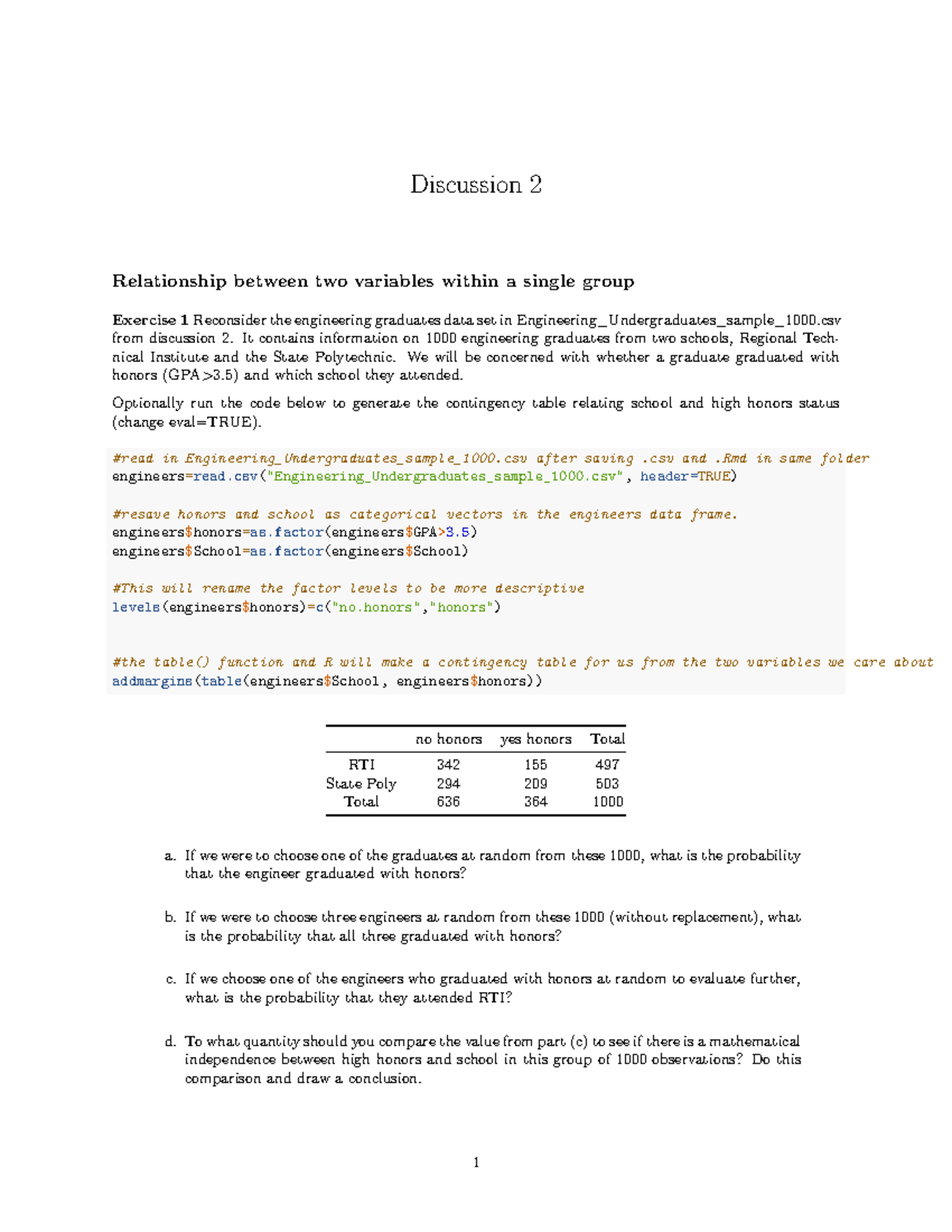 DISC2 - stat - Discussion 2 Relationship between two variables within a ...