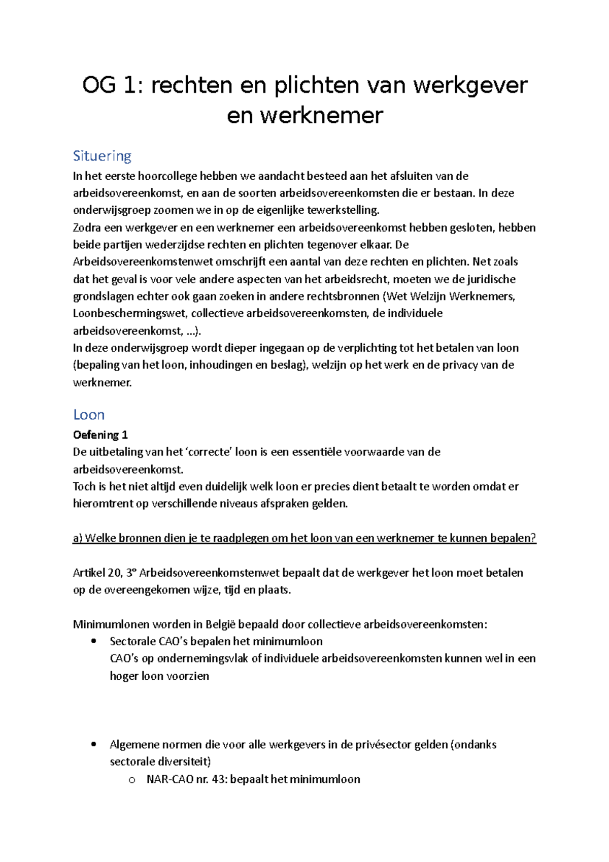 Werkgever Rechten En Plichten onderwijsgroep 1 : rechten en plichten van werkgever en werknemer - OG