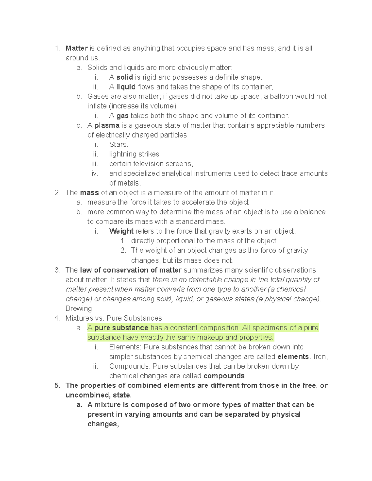 Chem Week 2 Classifying Matter - Matter Is Defined As Anything That ...