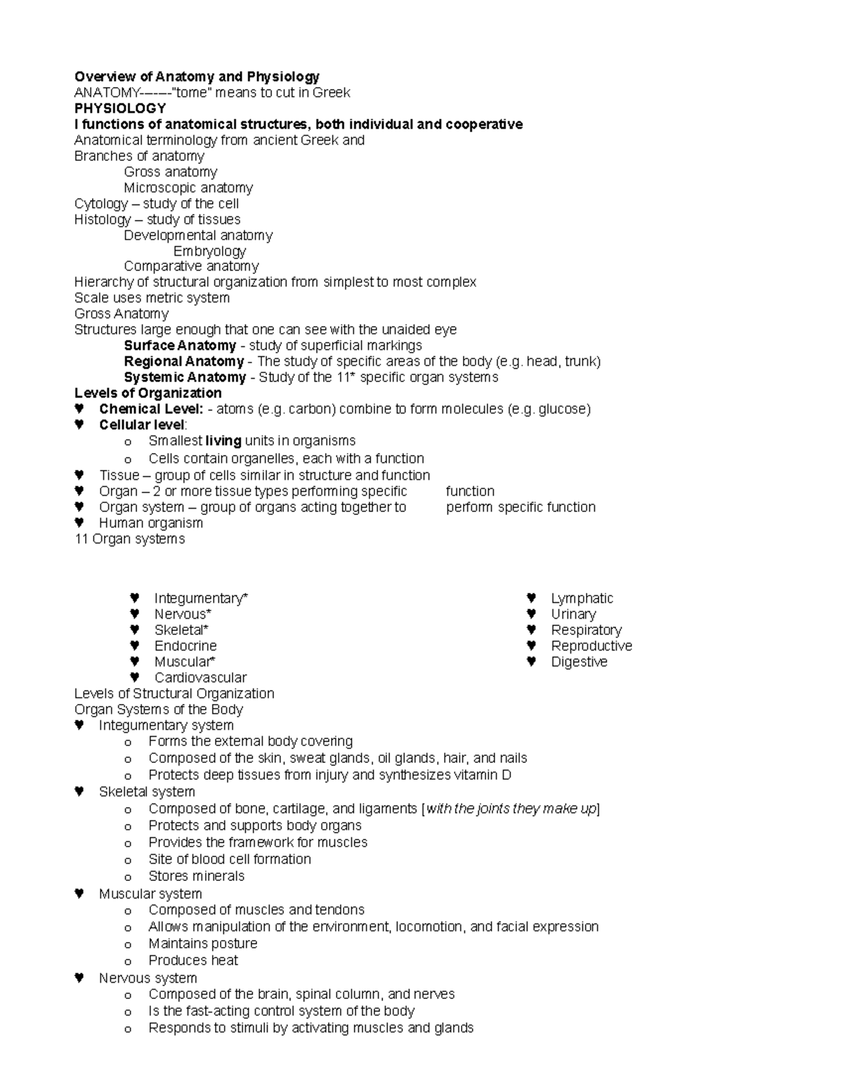 356446066 Lecture Notes Anatomy and Physiology Overview - Overview of ...
