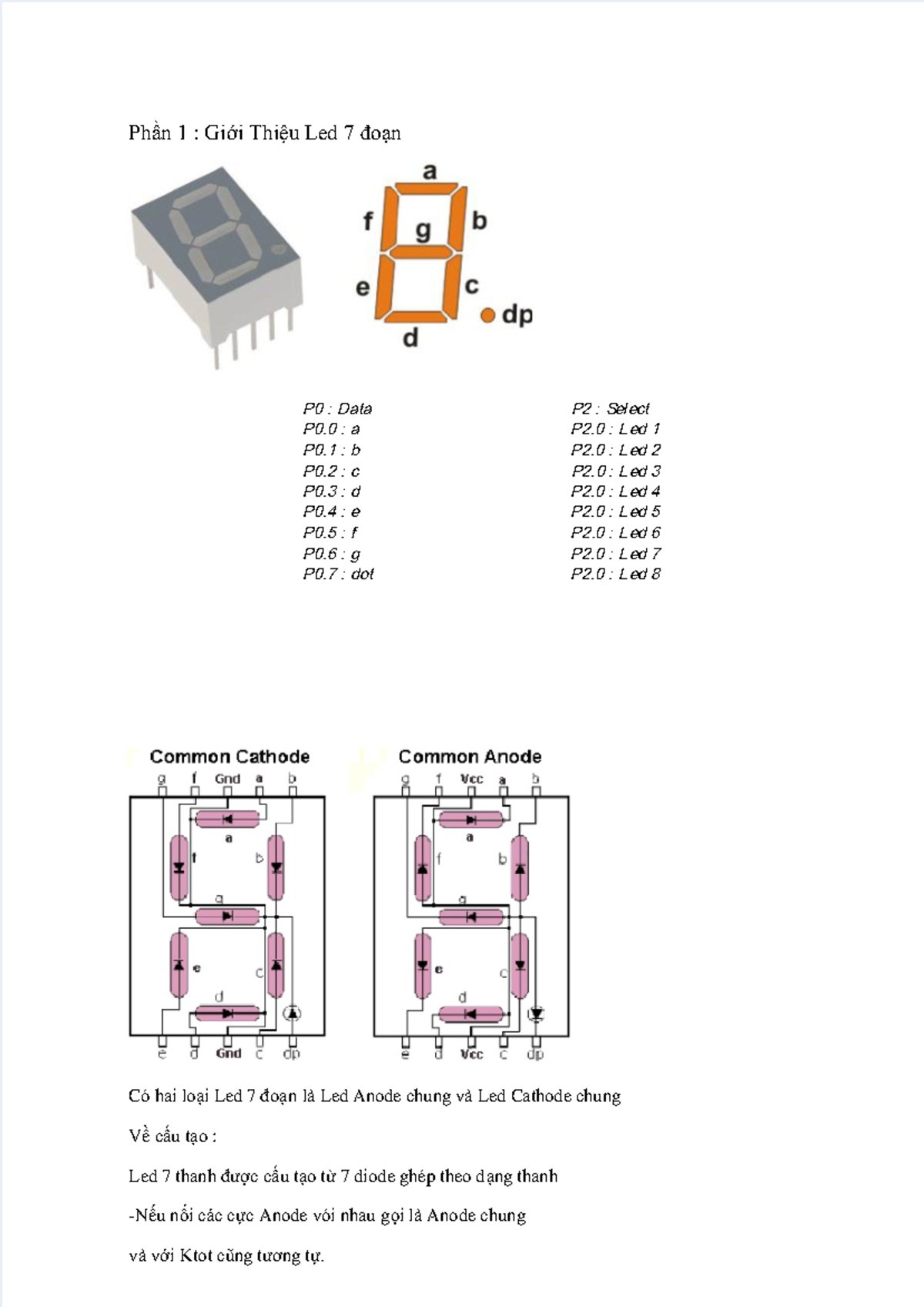 Fdocuments - 7 SEg - Phần 1 : Gi ới Thi ệu Led 7 đoạn P0 : Data P2 ...