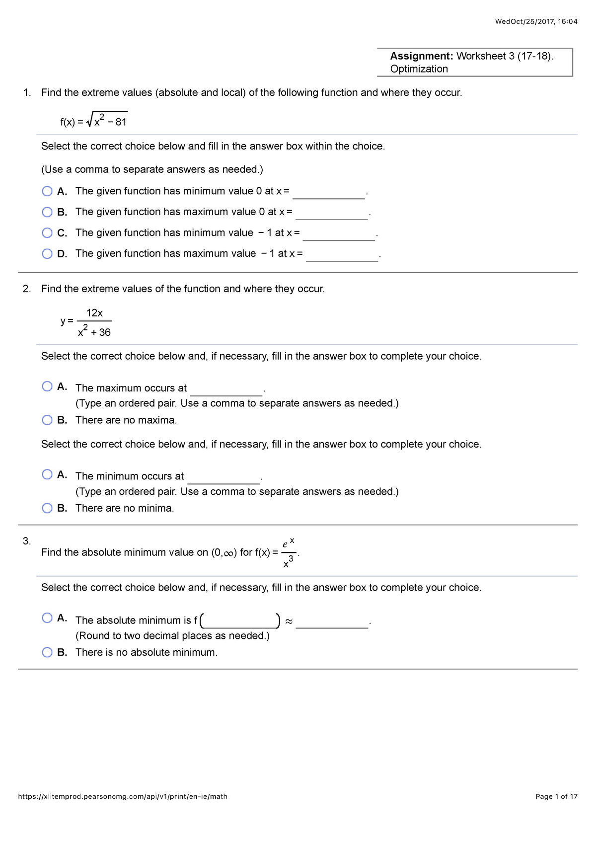 Worksheet 3 (17-18). Optimization- Stephanie Reina copy - 1. 2. 3 ...