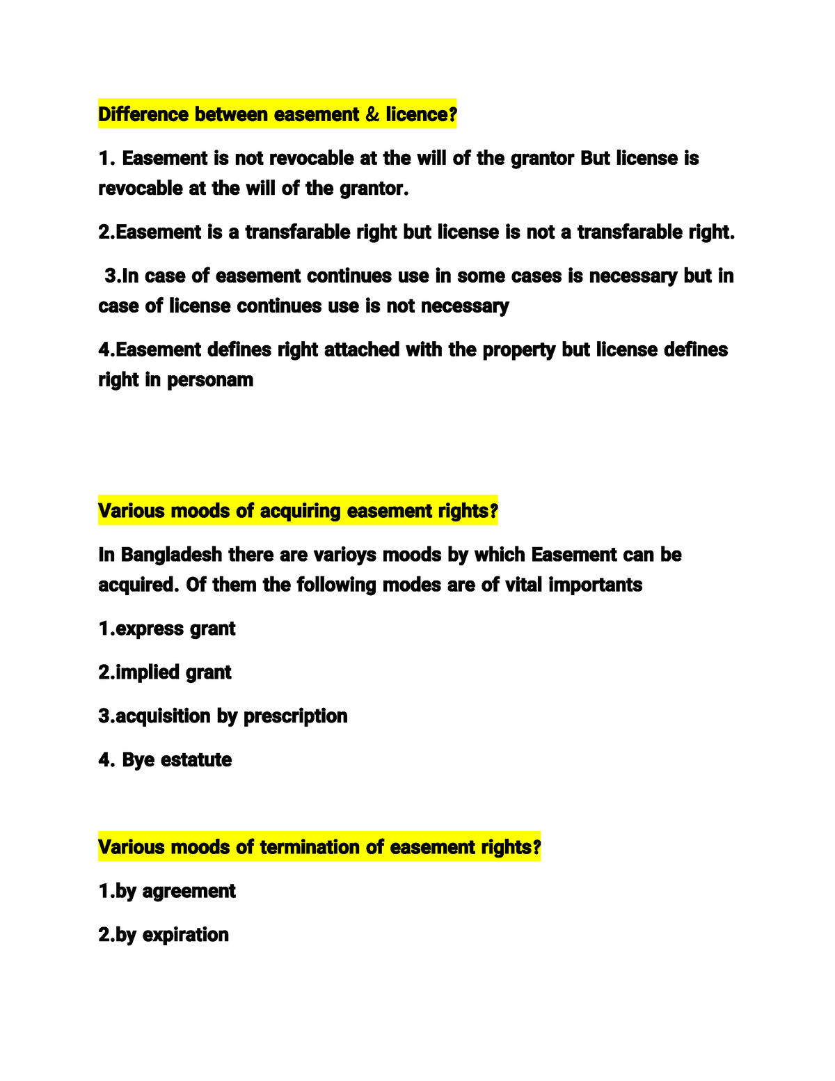 Limitation Difference Between Easement And Licence Easement Is Not Revocable At The Will Of The 4318