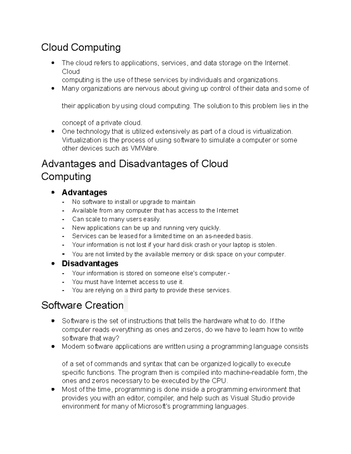 CS 3 Software DOCX 4 - Cloud Computing The cloud refers to applications ...