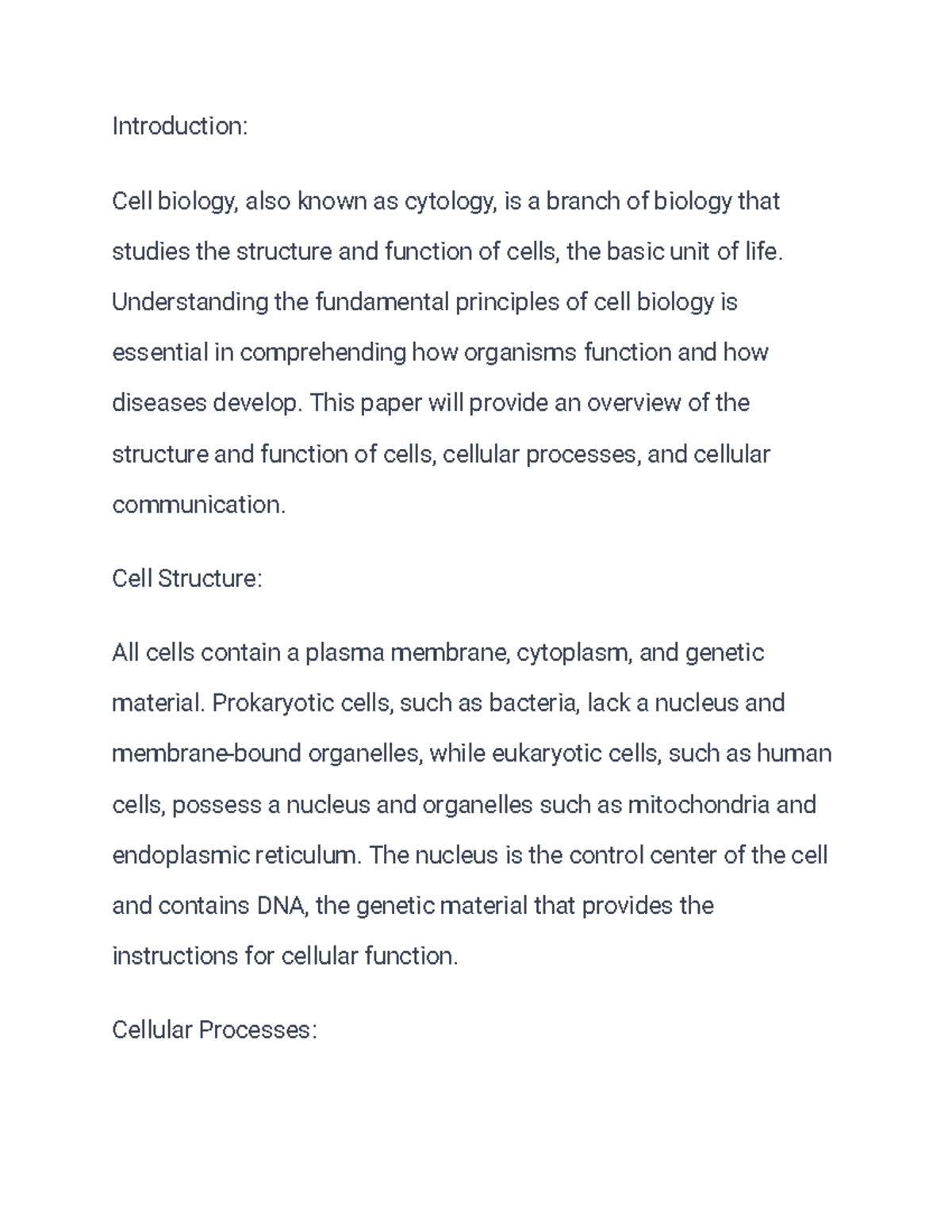 extended essay on cells