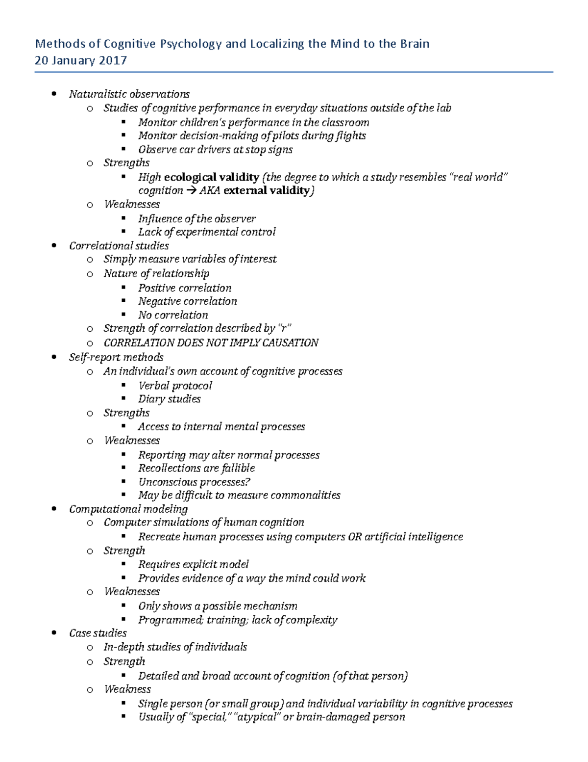 4 - Methods of Cognitive Psychology and Localizing the Mind to the ...