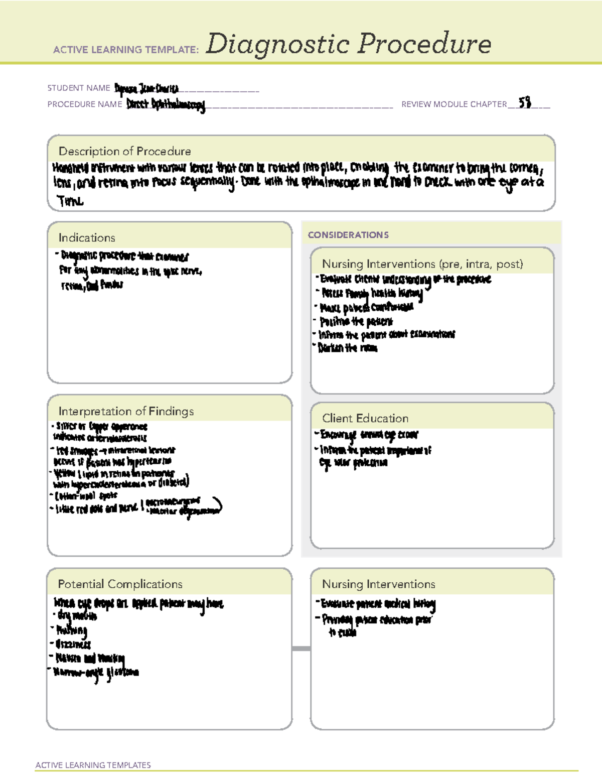 Direct Ophthalmoscopy - ACTIVE LEARNING TEMPLATES Diagnostic Procedure ...