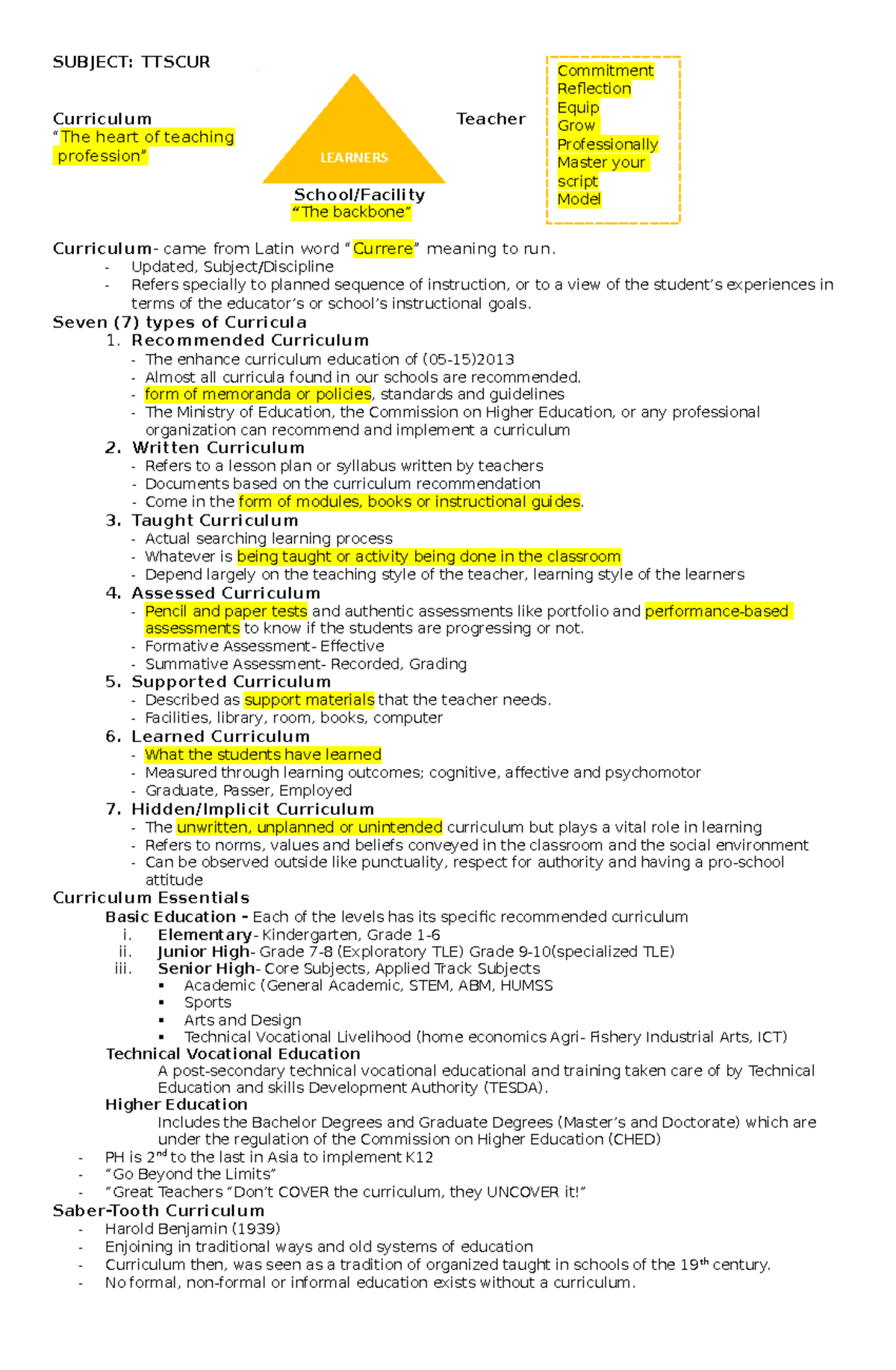 Ttscur- Reviewer - 21st Century Educaiton - SUBJECT: TTSCUR Curriculum ...