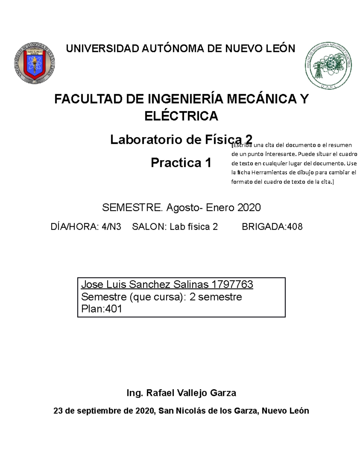 Practica 1 - UNIVERSIDAD AUTÓNOMA DE NUEVO LEÓN FACULTAD DE INGENIERÍA ...