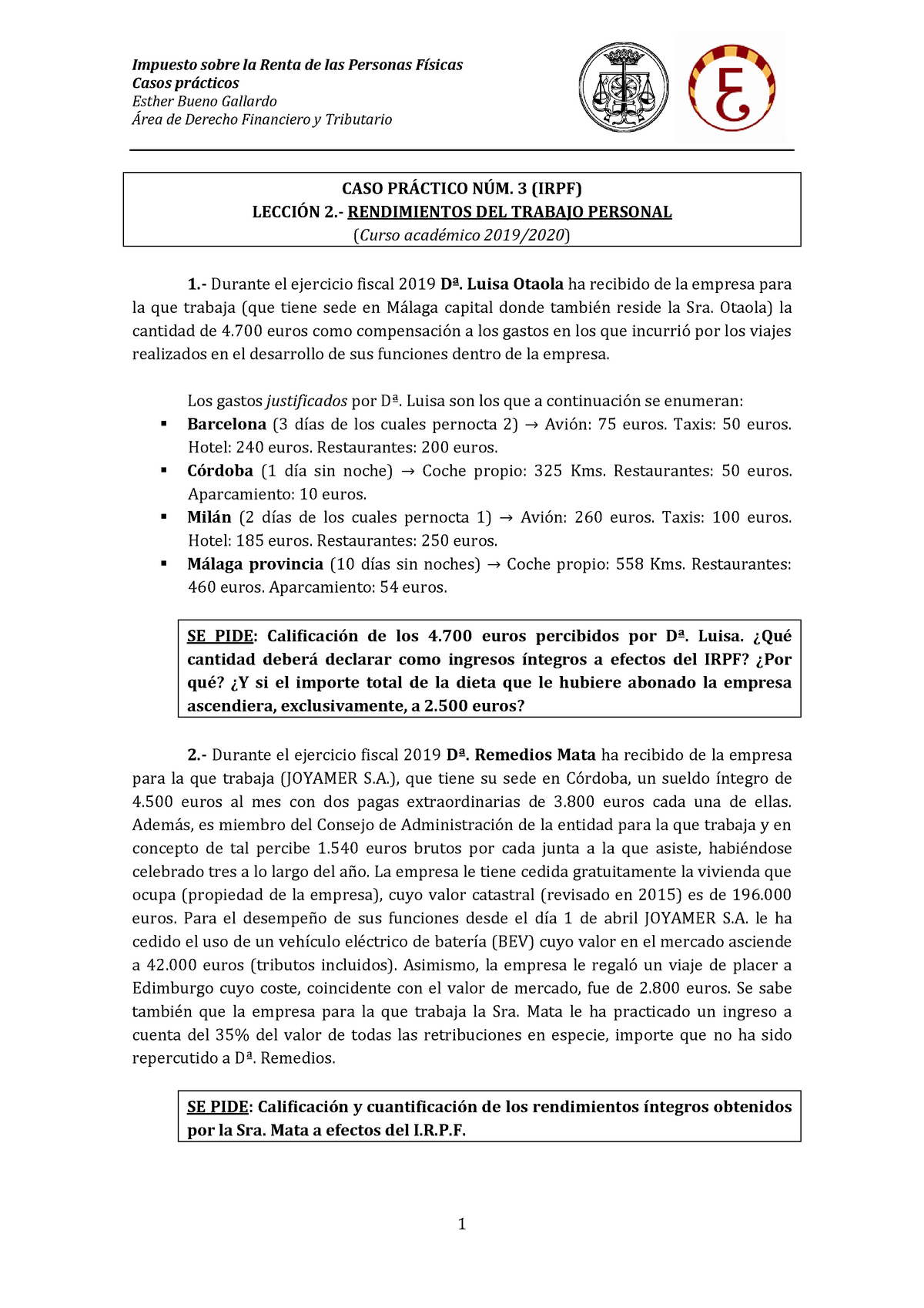 Caso 3 Rtp 2019 Ejemplo De Caso Practico Casos Prácticos Esther Bueno Gallardo Área De 1061