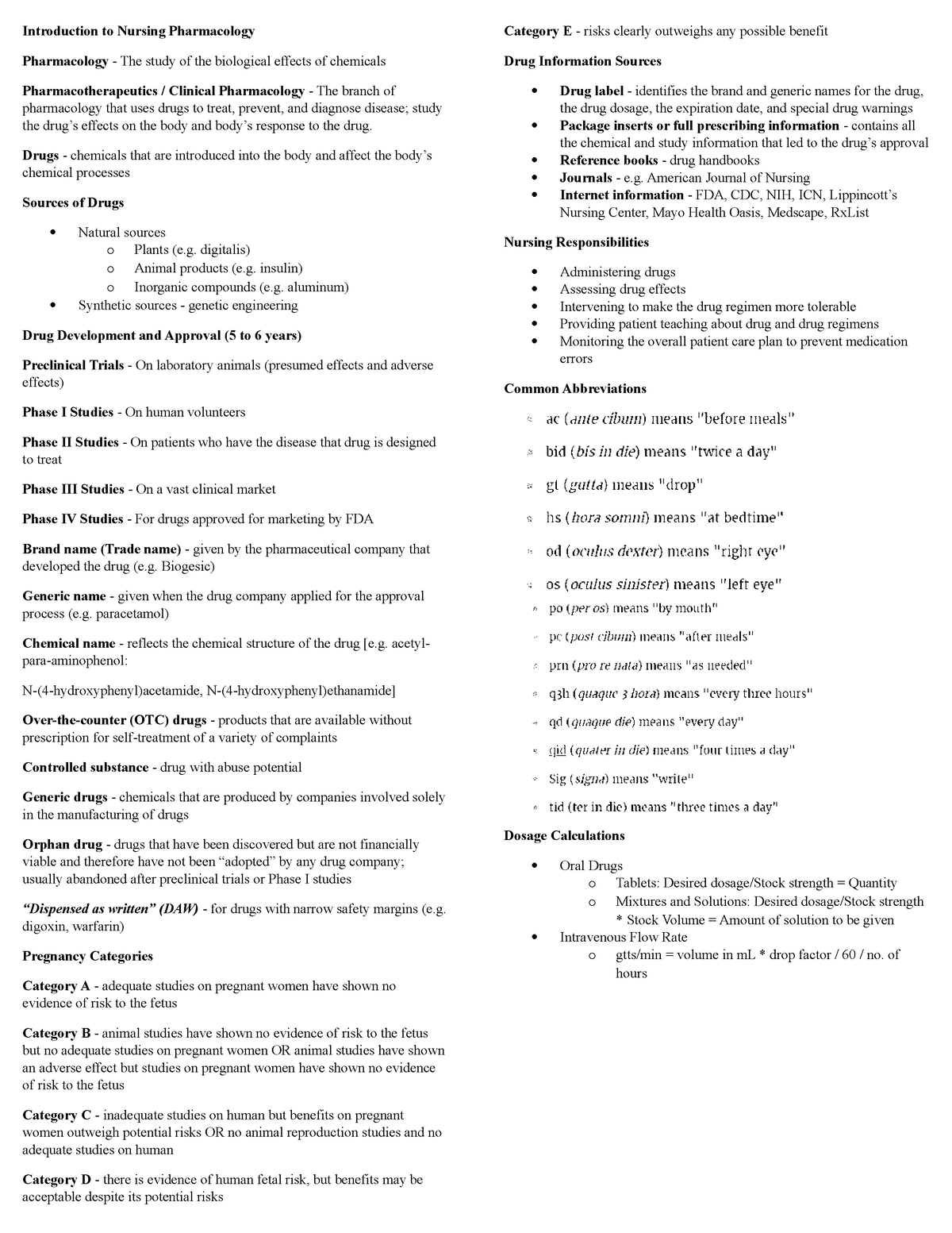 Pharma - Introduction To Nursing Pharmacology - Introduction To Nursing ...