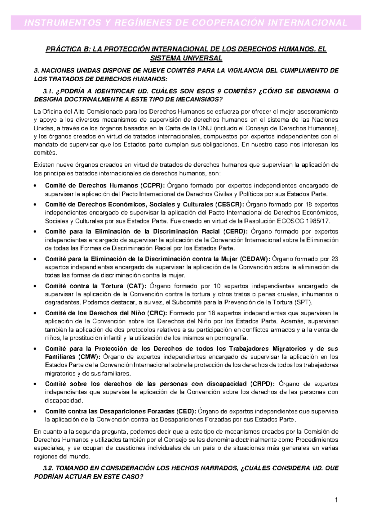 PRÁCTICA 2B: LA PROTECCIÓN INTERNACIONAL DE LOS DERECHOS HUMANOS, EL ...