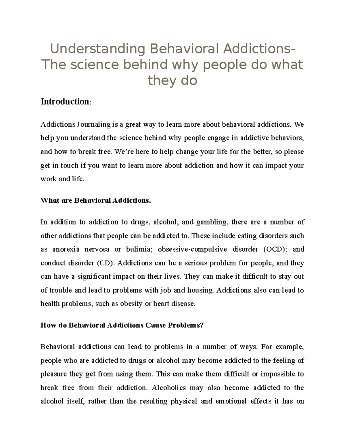 Understanding Behavioral Addictions- The Science Behind Why People Do ...