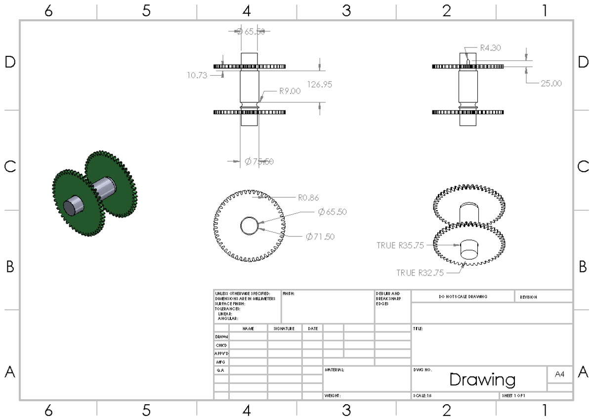 Drawing - Has aGood Command - 65. 126. R9. 75. 10. 65. R0. 71. TRUE R32 ...