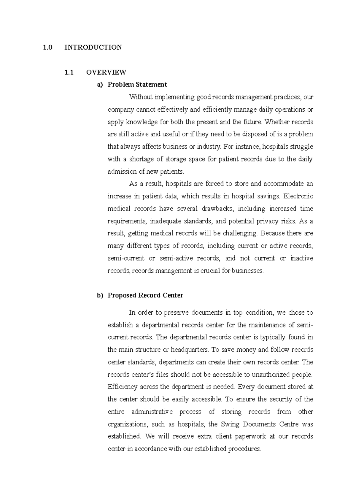 Group Assignment 224 - 1 INTRODUCTION 1 OVERVIEW a) Problem Statement ...