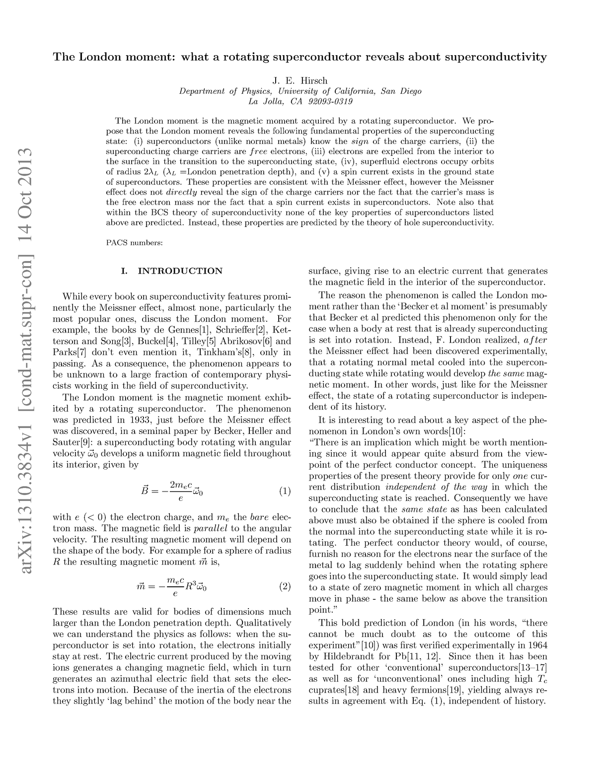 London Moment - Handout Feb - ArXiv:1310 [cond-mat-con] 14 Oct 2013 The ...