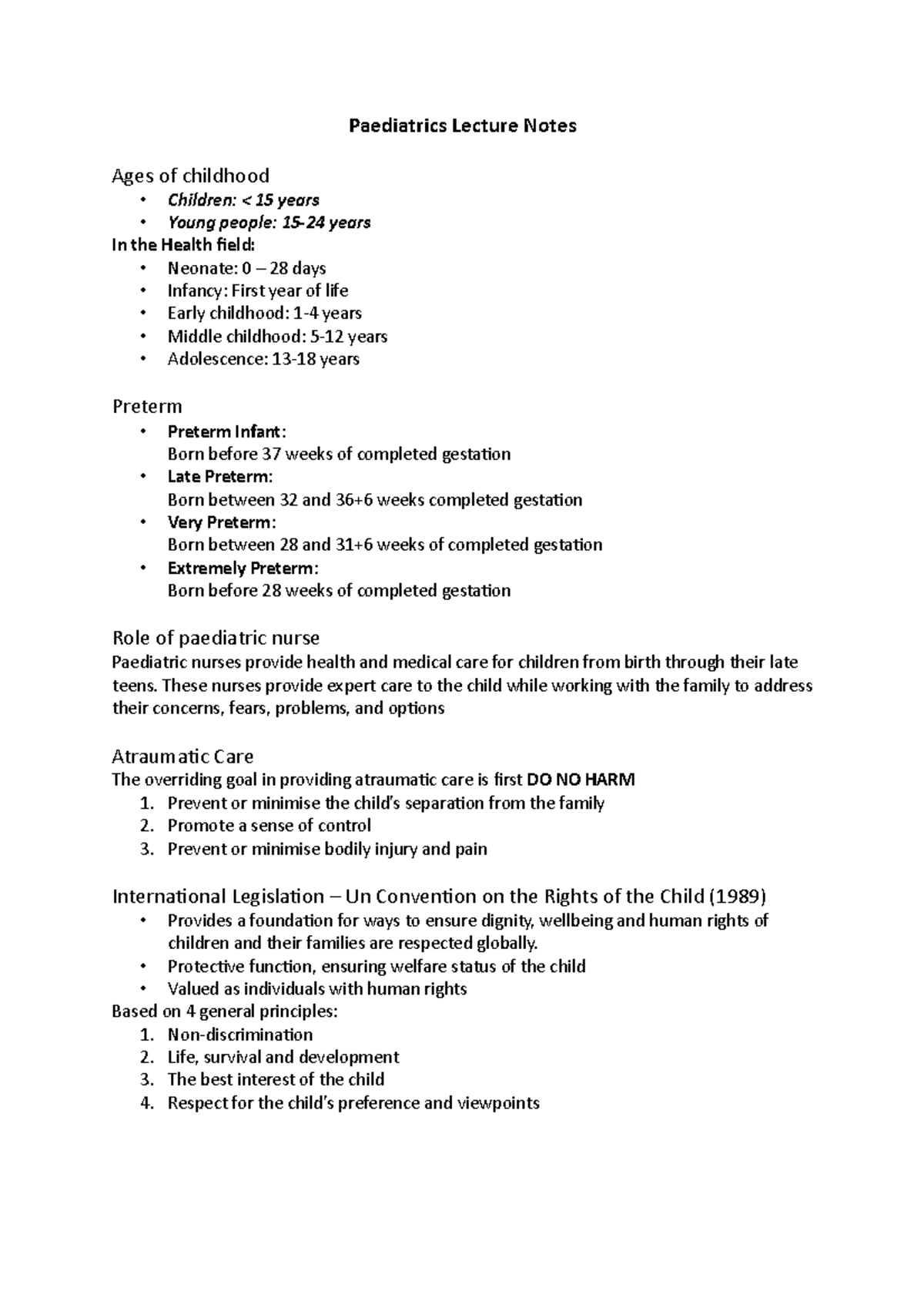 Paediatrics Lecture Notes - These nurses provide expert care to the ...