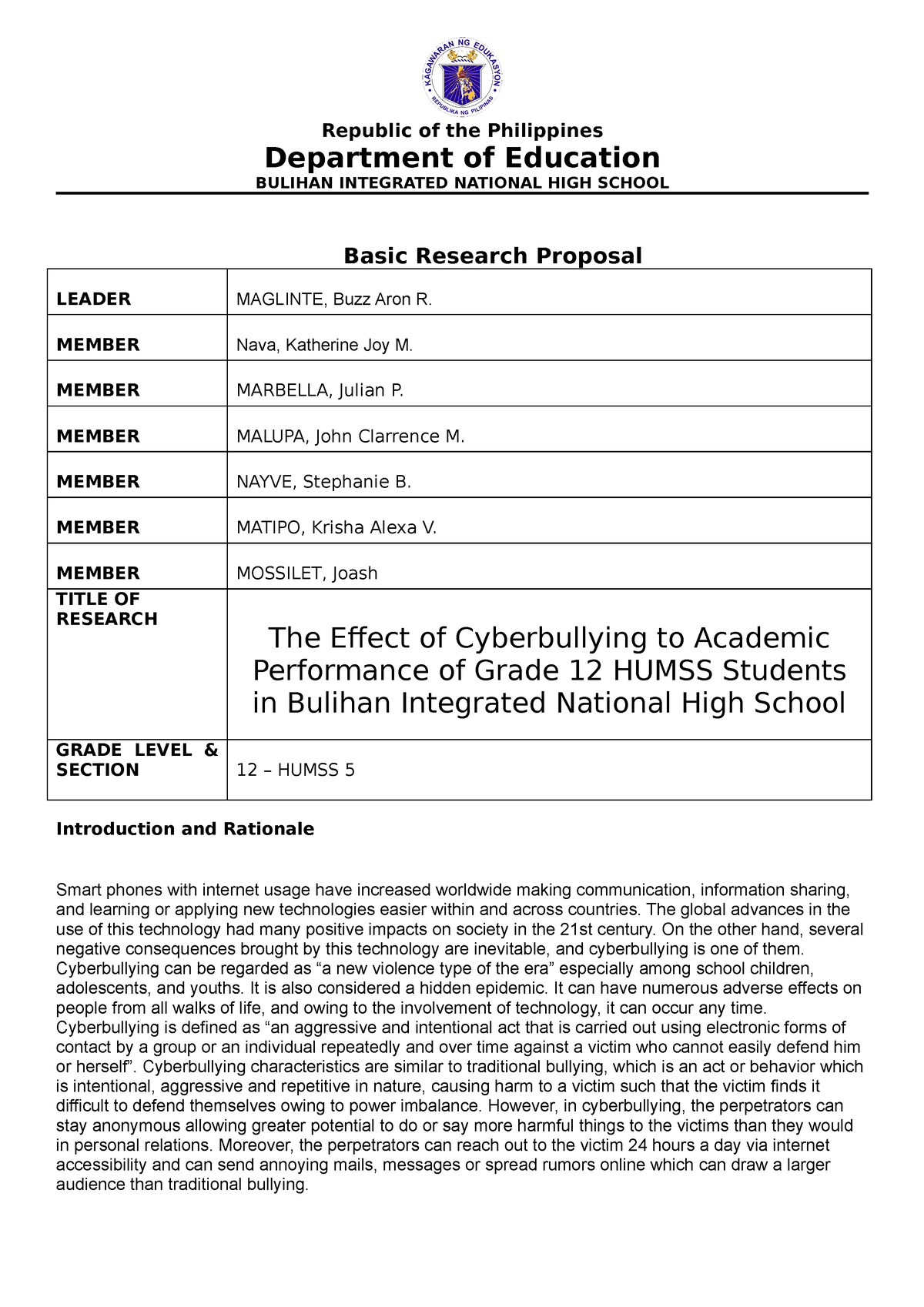 Basic Research Proposal Group 2 Department Of Education BULIHAN   Thumb 1200 1698 