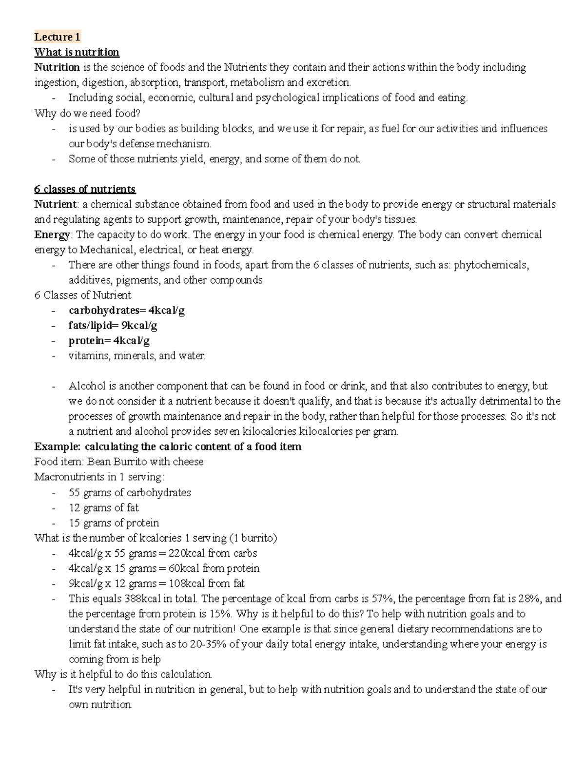 Human nutrition Lectures - Nfs284H1 - U of T - Studocu