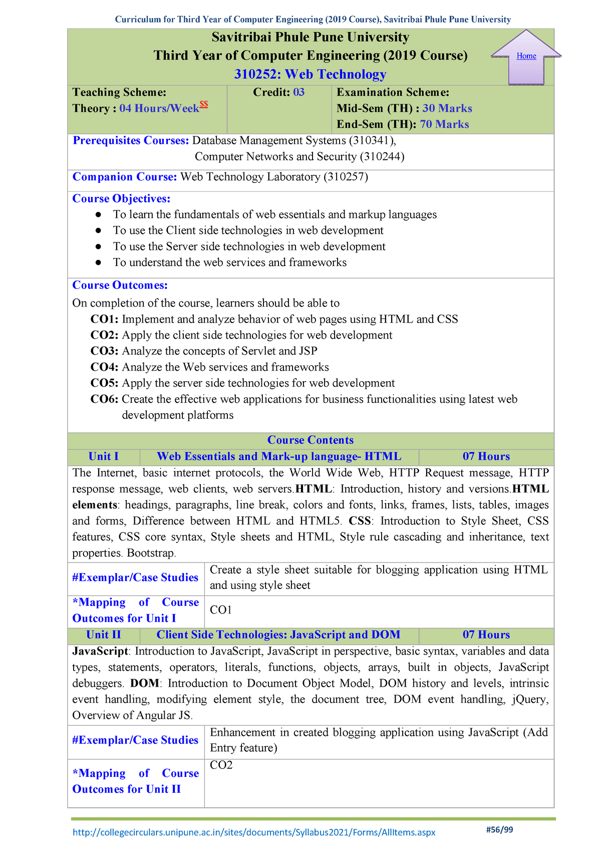 WT Syllabus TE Computer 2019 Course - Curriculum For Third Year Of ...