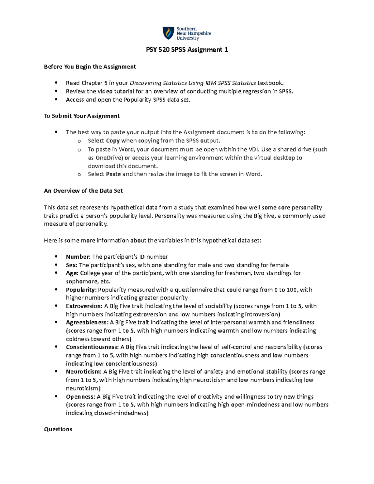 spss assignment 2