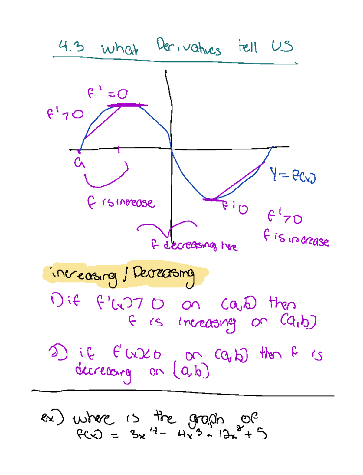 4.3 10-11 - Lesson 4.3 in Calc 1 with first and second derivatives ...