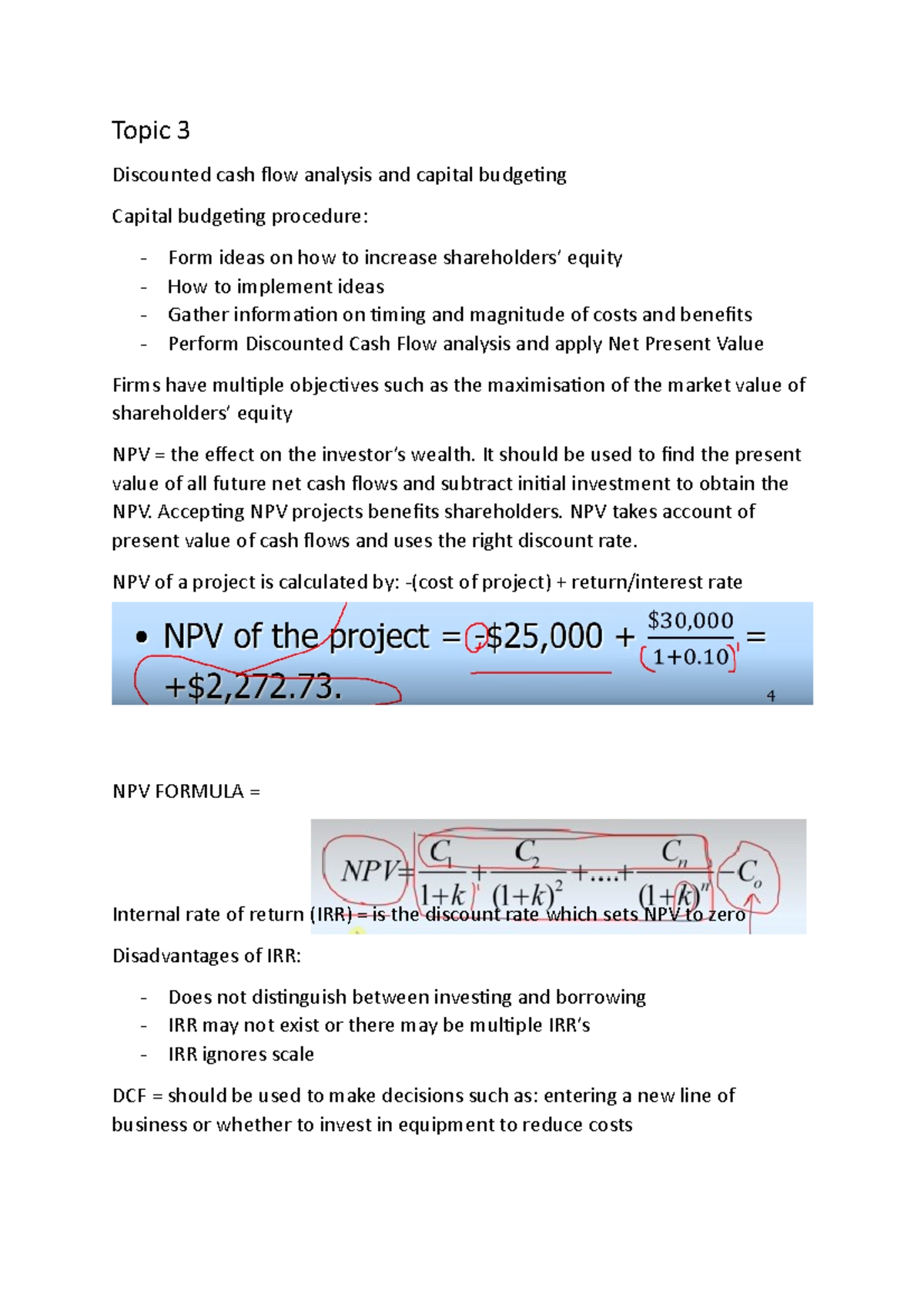 Wk 3 pre recorded - Topic 3 Discounted cash flow analysis and capital ...
