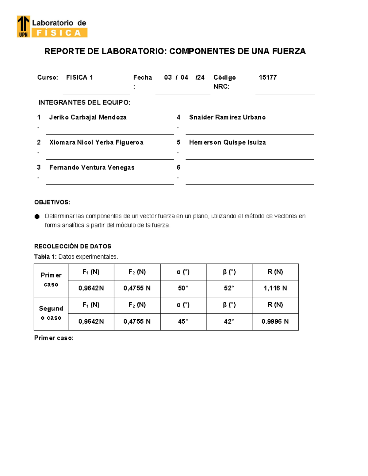 Reporte Lab Fisi1 S02 Cf 2024 Grupo 4 Reporte De Laboratorio