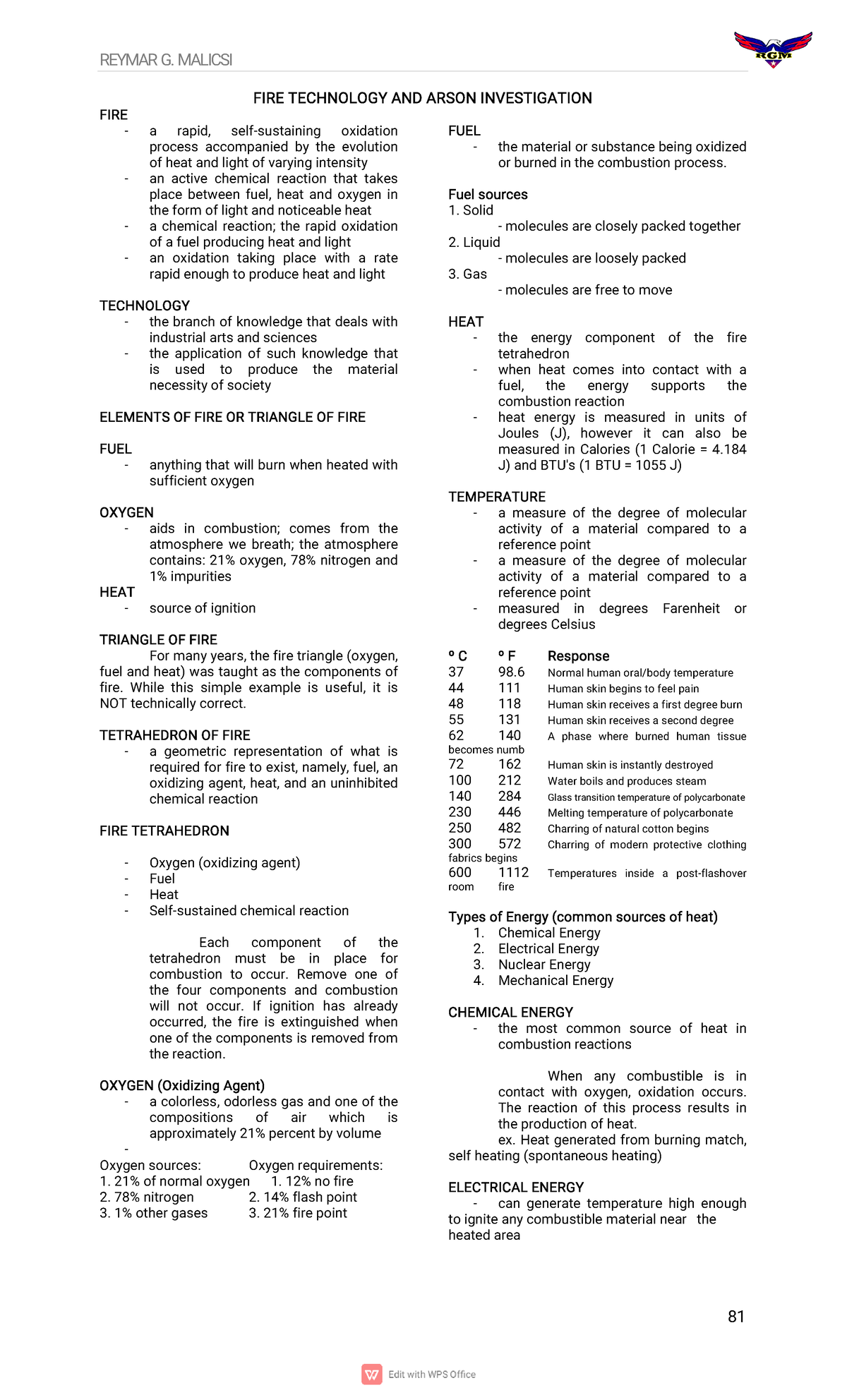 (CDI) FIRE Technology AND Arson Investigation - FIRE TECHNOLOGY AND ...