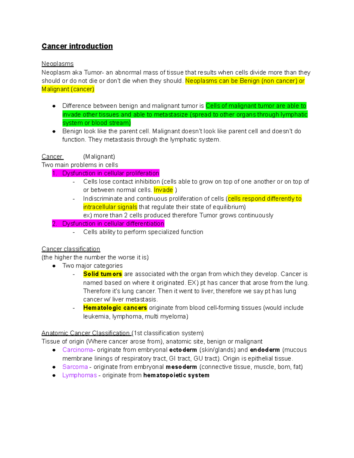 Cancer intro lecture - Cancer introduction Neoplasms Neoplasm aka Tumor ...