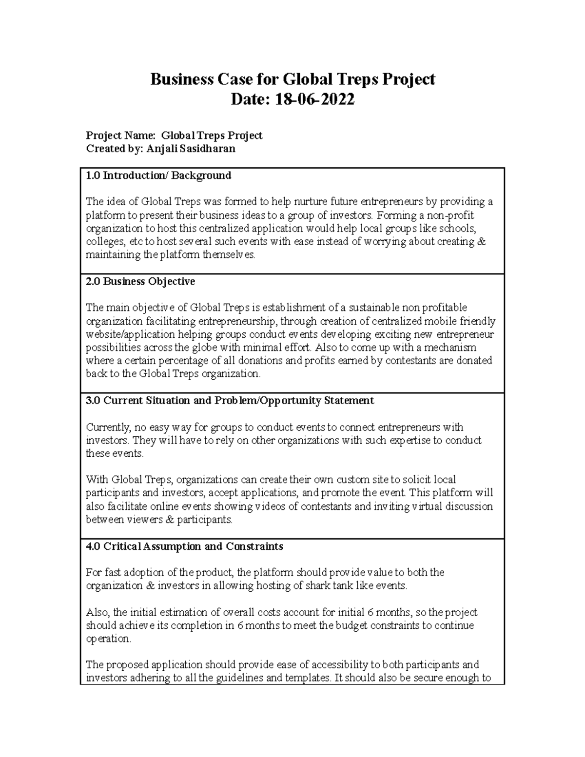 S22 Group 1 MGMT8665 Business Case Group Project Part 1