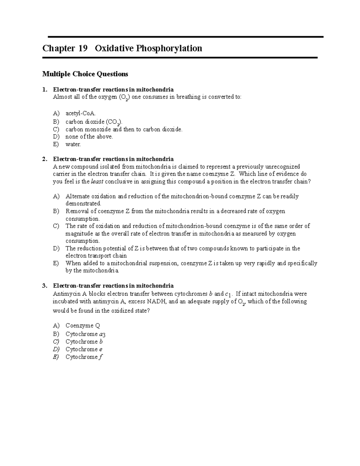 Lehninger Principles Of Biochemistry Test Bank Ch 19pdf - Biol 319 ...