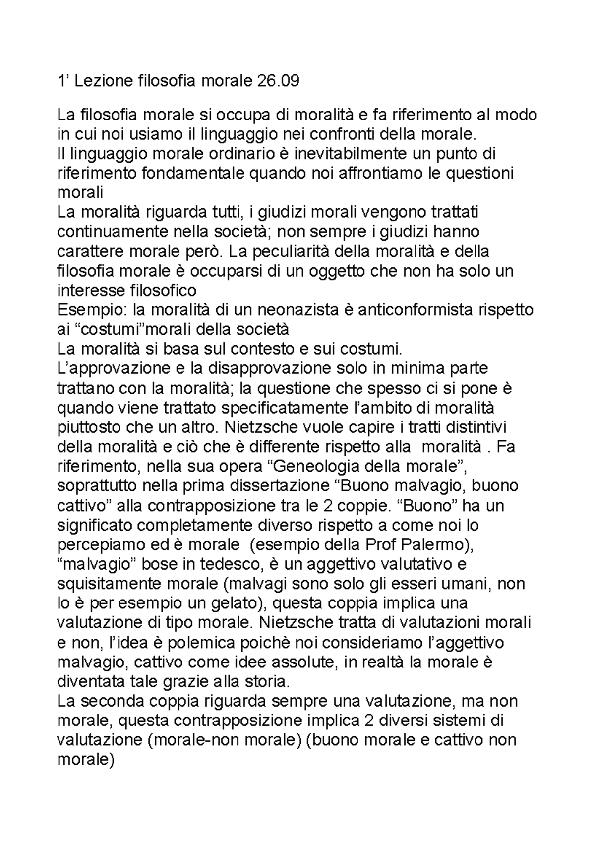 26.09 Filosofia Morale - 1’ Lezione Filosofia Morale 26. La Filosofia ...