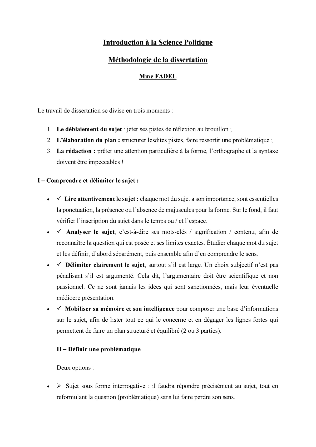 exemple de dissertation science politique