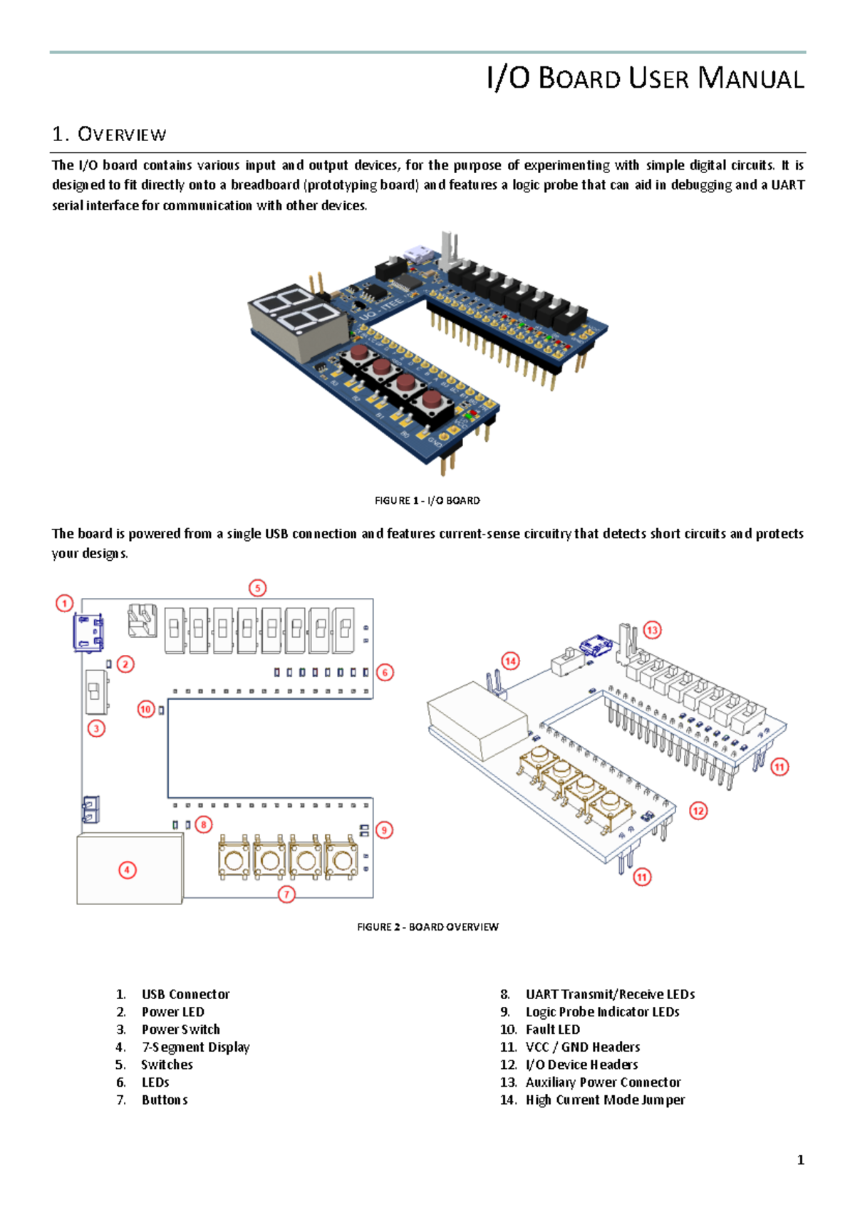 CSSE2010 IOboard User Manual - I/O BOARD USER MANUAL 1. O VERVIEW The I ...