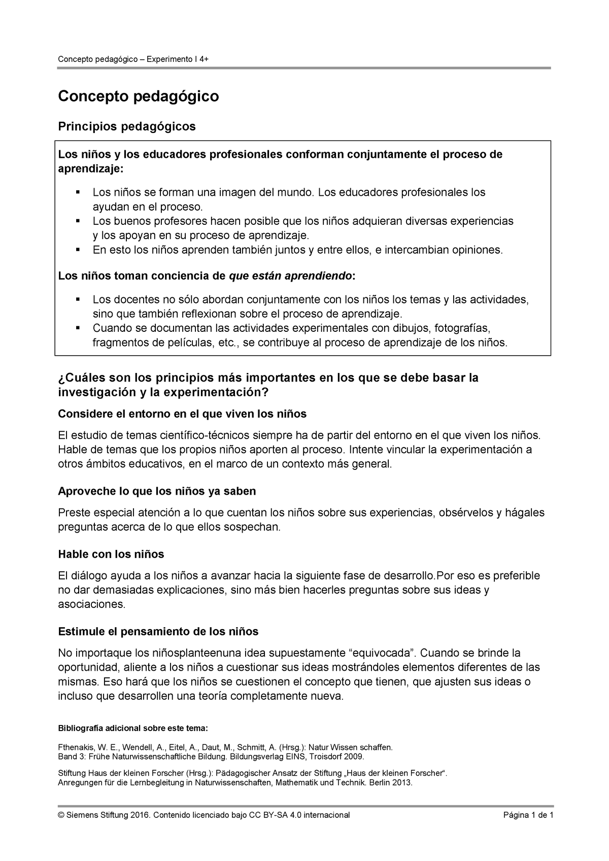 Concepto Pedagogico Ccbysa 2 - Concepto Pedagógico – Experimento I 4 ...